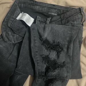American Eagle Outfitters Charcoal Distressed Skinny Jeans
